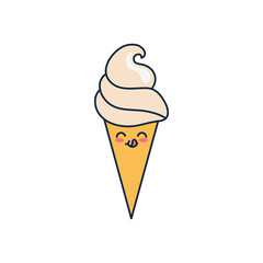 Wall Mural - kawaii ice cream icon, flat style