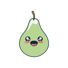 Poster - kawaii pear icon, flat style