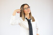 © Danko - Business caucasian woman thinking on a white background