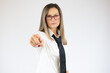 © Danko - Confident business woman pointing to the camera - isolated over white
