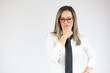© Danko - Business caucasian woman thinking on a white background