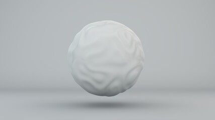 Poster - 3D rendering of a white sphere with a wavy surface. Abstract illustration of a nice-looking geometric object. Futuristic design, background.