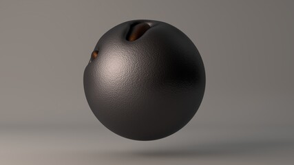 Poster - 3D rendering of an abstract platinum sphere with a matte surface with protruding bronze and gold drops. Abstract composition for futuristic design.