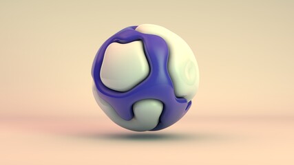 Poster - 3D rendering of art, smooth curves, perfect shapes and lines of interaction, soft parts of the biological sphere in white and purple. The convolutions are organically combined in a perfect form.