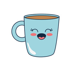 Sticker - kawaii coffee mug icon, flat style