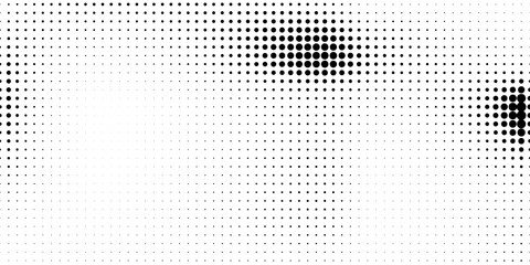 Poster - Halftone in abstract style. Geometric retro banner vector texture. Modern print. White and black background. Light effect.