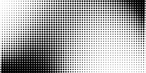 Aufkleber - Halftone in abstract style. Geometric retro banner vector texture. Modern print. White and black background. Light effect.