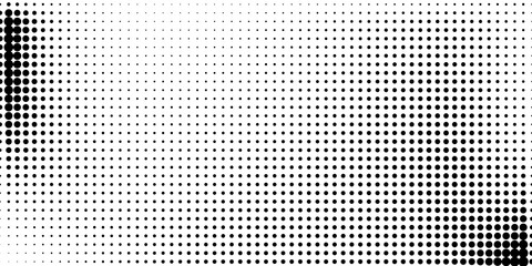 Poster - Halftone in abstract style. Geometric retro banner vector texture. Modern print. White and black background. Light effect.