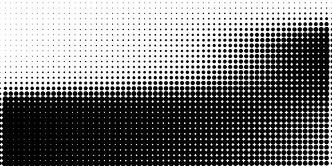 Aufkleber - Halftone in abstract style. Geometric retro banner vector texture. Modern print. White and black background. Light effect.