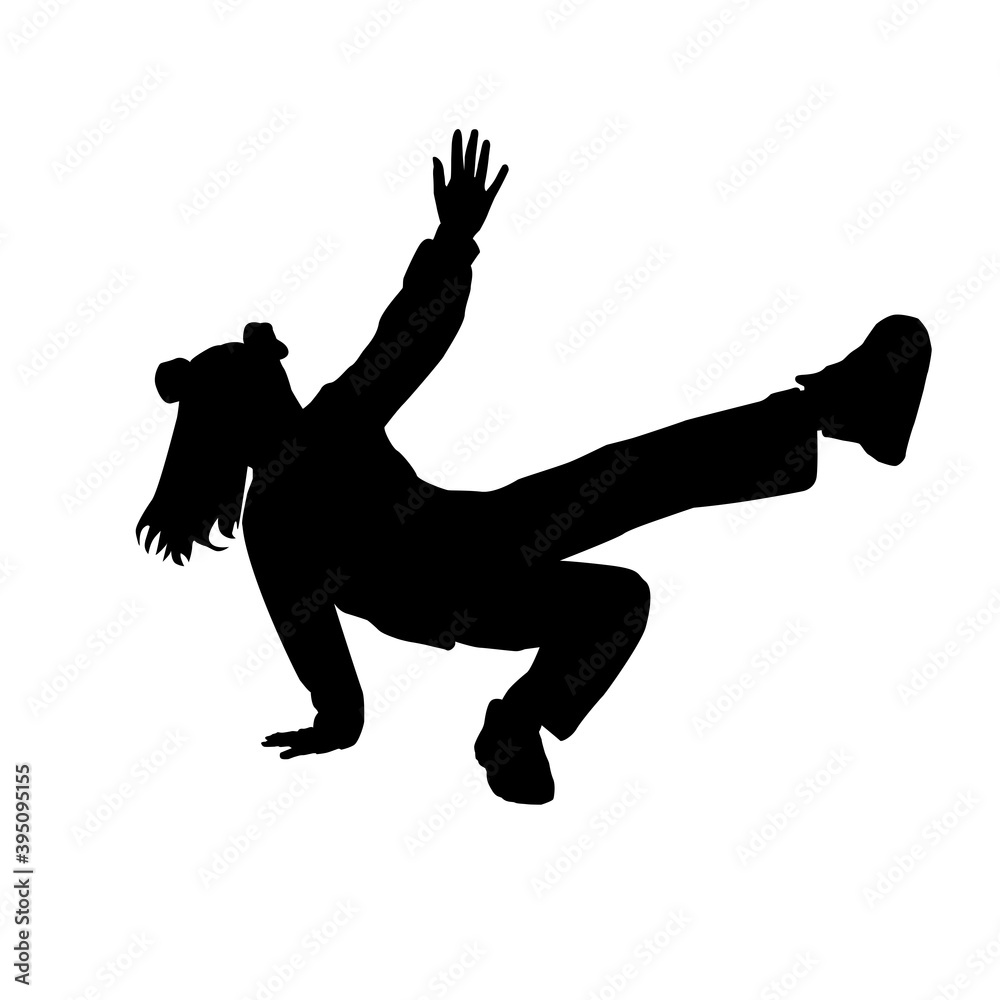 Break dance girl black silhouette vector illustration Stock Vector | Adobe  Stock, image size:1000x1000