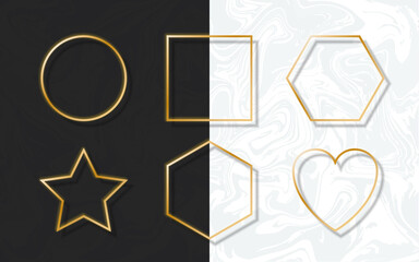 Poster - golden border frame set with light shadow and light affects. gold decoration in minimal style. graph