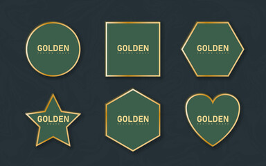 Poster - golden border frame set with light shadow and light affects. gold decoration in minimal style. graph