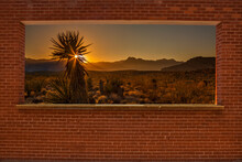 Brick Wall Window With Desert Landscape