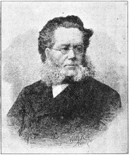 Portrait Of Henrik Johan Ibsen - A Norwegian Playwright And Theatre Director. Illustration Of The 19th Century. White Background.