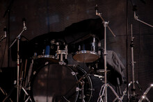 Musical Instrument Drum On Stage In Dark Light