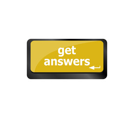 Aufkleber - A keyboard with a key reading get answers