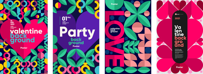 Canvas Print - valentine's day posters, valentines with abstract, geometric background. geometric prints, geometric