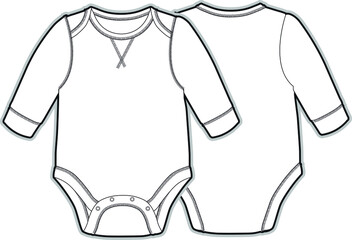 Baby girl bodysuit flat sketch vector