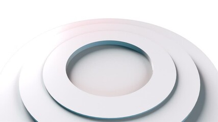 Canvas Print - Computer generated a set of abstract rings on different levels. 3d rendering of elegant white backdrop