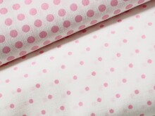 Full Frame Shot Of White Textile With Pink Polka Dots