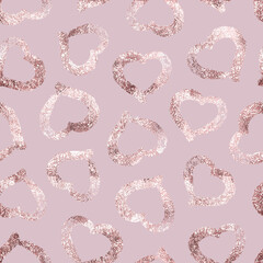 Poster - hearts seamless pattern. glitter marble foil with heart. beautiful heart rose gold background. moder