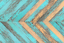 Vintage Wooden Wall With Diagonal Chevron Pattern. Wooden Boards Texture For Background. 