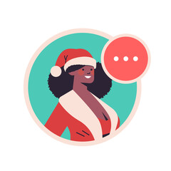 Wall Mural - african american girl in santa claus costume beautiful woman avatar happy new year merry christmas holiday celebration concept portrait vector illustration