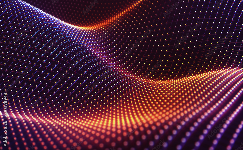 3D Hologram Abstract Background Network Connection - obrazy, fototapety, plakaty 