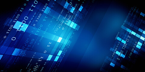 2d illustration abstract digital binary data on computer screen
