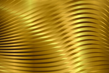 Poster - Abstract 3d luxury background with curve and stripes. Luxury golden line background in 3d abstract style. Bright gold stripy metallic backdrop. Fashion gold poster lines luxury design. Vector EPS 10