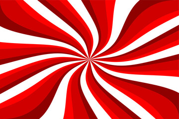 Poster - Red white summer spiral ray pattern background. Ray star burst background. Retro red and white spiral sunburst.Red white swirl abstract vortex background. Psychedelic wallpaper. Vector illustration