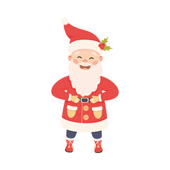 Poster - Standing Santa Claus with White Beard as New Year Character Vector Illustration