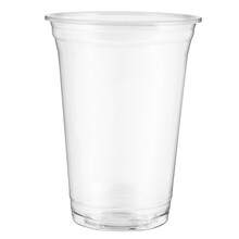 One Empty Disposable Transparent Plastic Cup Isolated On White Background