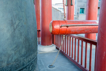 Wall Mural - A Korean Bronze Drum bell in a pavilion in downtown of Suwon City, South Korea