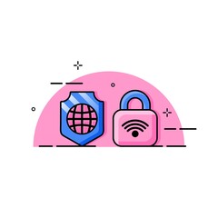 Aufkleber - Cyber securuty illustration idea. Easy to edit with vector file. Can use for all your graphic design content. Especially about technology.