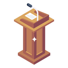 an icon of dais or podium in isometric design