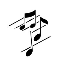 Silhouette Of Musical Notes On White Background.
