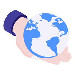Wall Mural - 
Global care isometric icon, globe in hand
