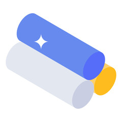 
Chalks, writing tool in isometric icon
