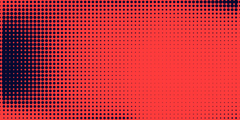 Aufkleber - Halftone in abstract style. Geometric retro banner vector texture. Modern print. Dark blue and red background. Light effect