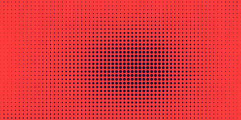 Aufkleber - Halftone in abstract style. Geometric retro banner vector texture. Modern print. Dark blue and red background. Light effect
