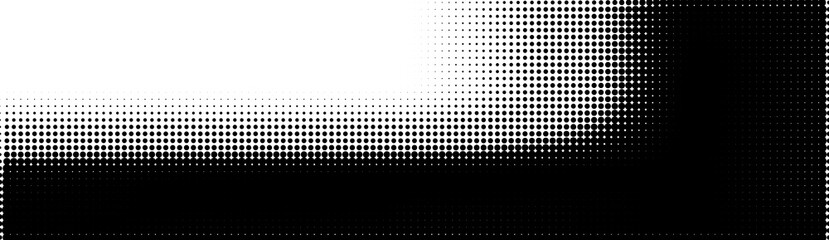 Aufkleber - Halftone in abstract style. Geometric retro banner vector texture. Modern print. White and black background. Light effect