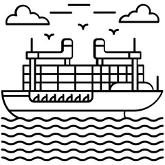 Sticker - Cargo Ship Vector 