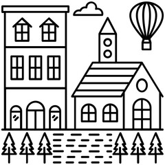 Sticker - Farmhouse Villa Vector 