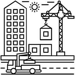 Canvas Print - Tower Crane Vector 