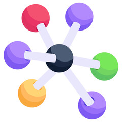 Sticker - 
Icon of molecules in modern isometric style 
