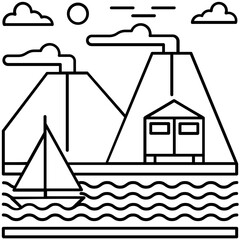 Poster - Sailboat Line Illustration 