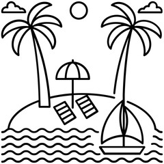 Sticker - Beach Illustration Vector 