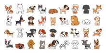Different Type Of Vector Cartoon Dogs For Design.