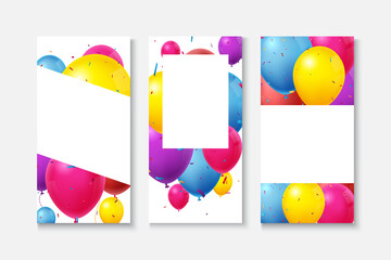 Wall Mural - Birthday celebration banner with Colorful confetti and balloons